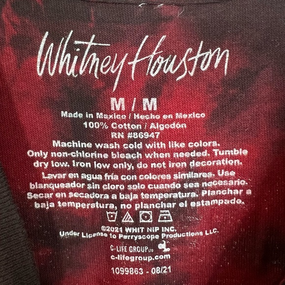 NWOT Whitney Houston I’m Every Woman Tie Dye Long Sleeve T-Shirt Red Women’s M - Picture 7 of 7
